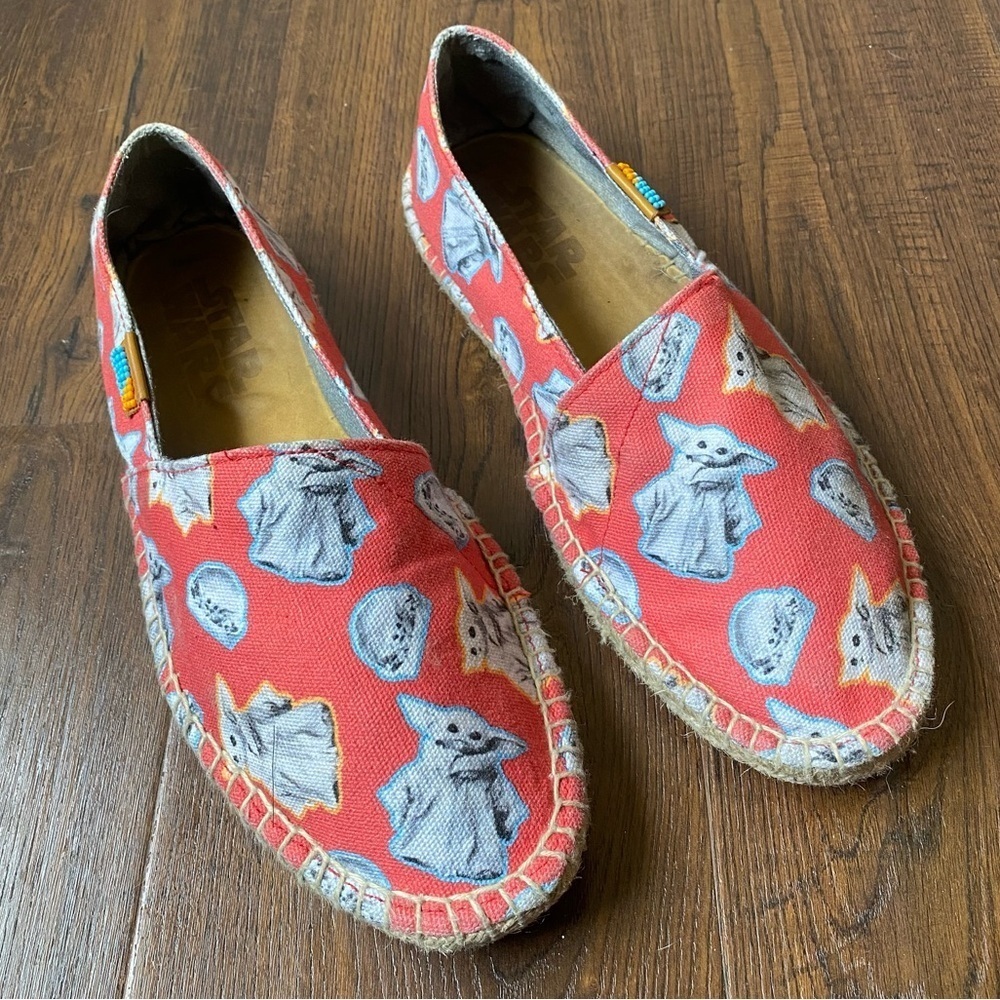 Star Wars Ubuntu Yoda Jute Afridrille Slip On Salmon Color Espadrille Shoe SZ 10